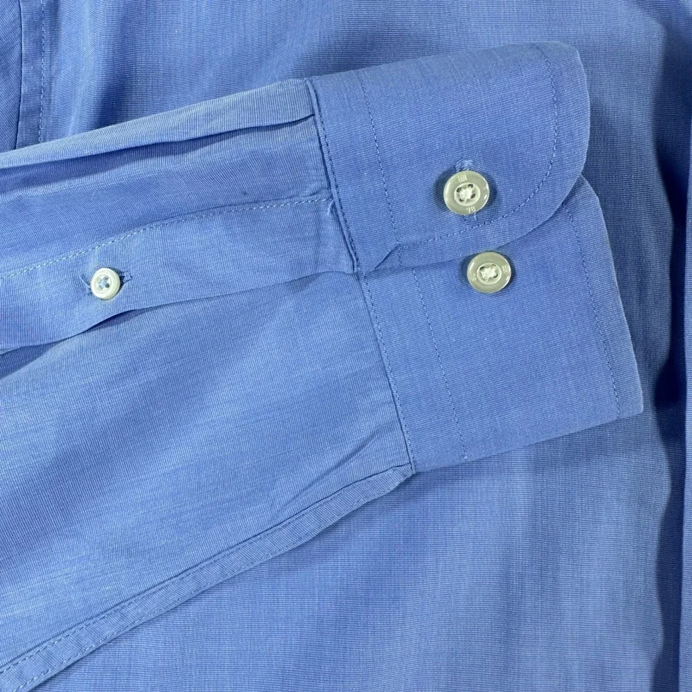 Banana Republic Button Down Mens XL Blue Luxe Stretch Poplin Grant Slim Fit